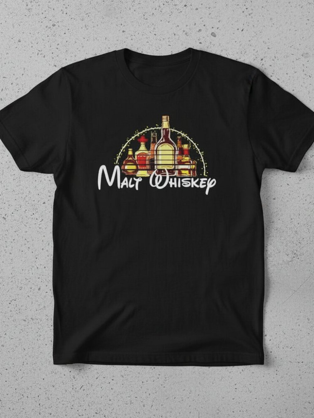 Malt Whiskey Graphic T-Shirt | Vintage Liquor Bottle Tee | Funny Whiskey Lover G
